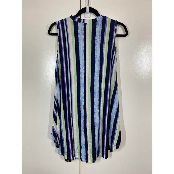 Lane Bryant Sleeveless High Neck Tunic A Line Stripes Top Size 10 / 12 - Picture 6 of 8